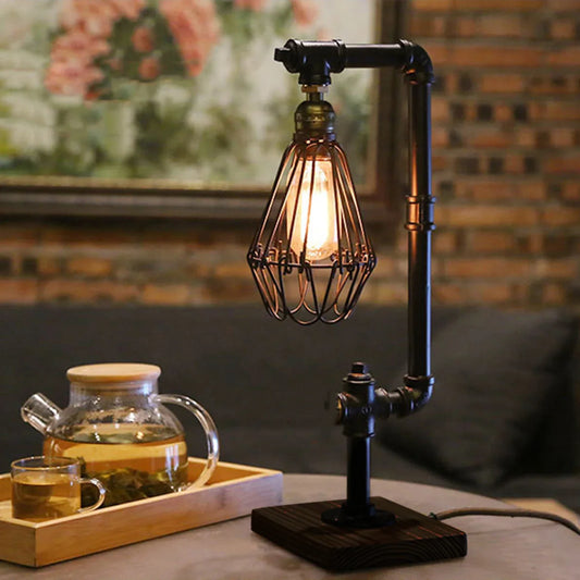 VintageEssence - Lámpara de mesa de metal vintage
