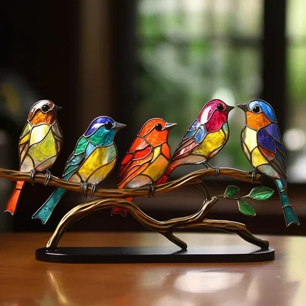 LuxeHome - AvianElegance Vogels in Gekleurd Glas voor een Geraffineerd Interieurontwerp